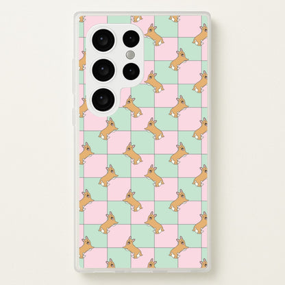Checkered Corgis Pattern  - Dog Patterns Phone Case for Galaxy S24 Ultra
