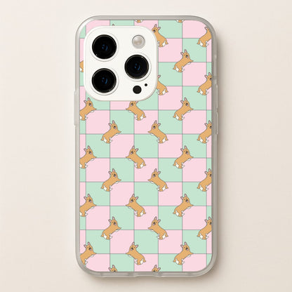 Checkered Corgis Pattern  - Dog Patterns Phone Case for iPhone 14 Pro Max