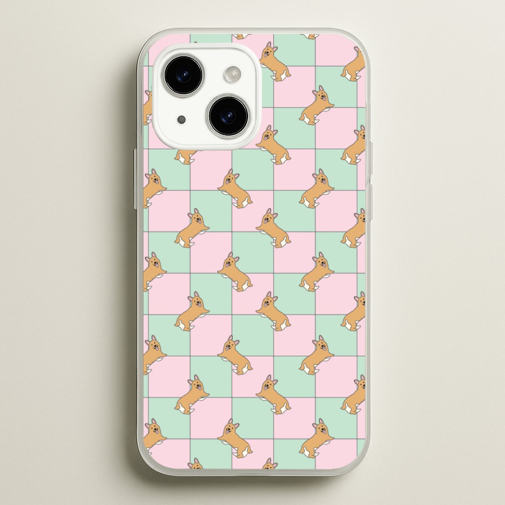 Checkered Corgis Pattern  - Dog Patterns Phone Case for iPhone 15