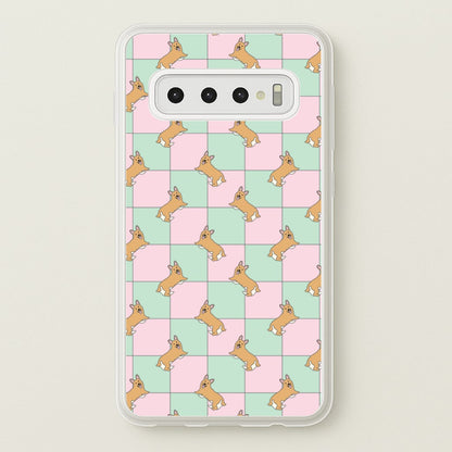 Checkered Corgis Pattern  - Dog Patterns Phone Case for Galaxy S10