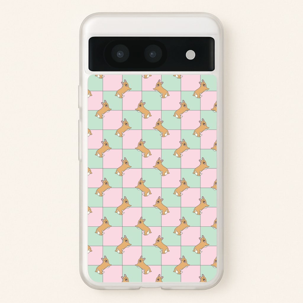 Checkered Corgis Pattern  - Dog Patterns Phone Case for Google Pixel 8a