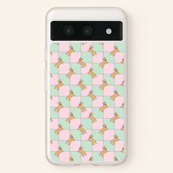Checkered Corgis Pattern  - Dog Patterns Phone Case for Google Pixel 8a