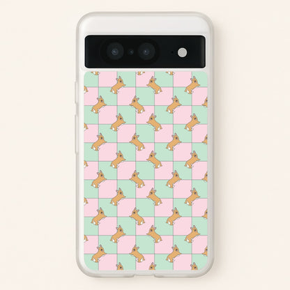 Checkered Corgis Pattern  - Dog Patterns Phone Case for Google Pixel 8