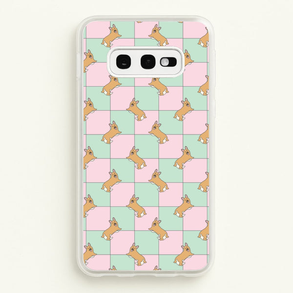 Checkered Corgis Pattern  - Dog Patterns Phone Case for Galaxy S10e