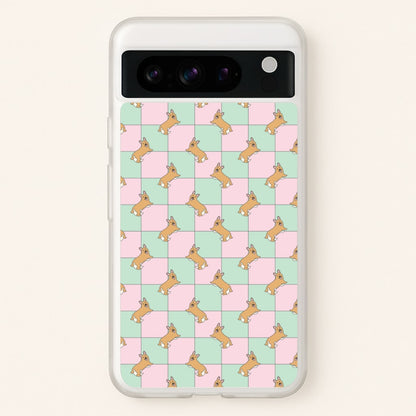 Checkered Corgis Pattern  - Dog Patterns Phone Case for Google Pixel 8 Pro