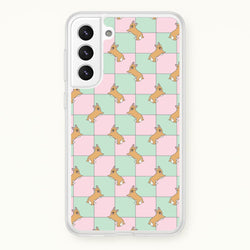 Checkered Corgis Pattern  - Dog Patterns Phone Case for Galaxy S21 Plus