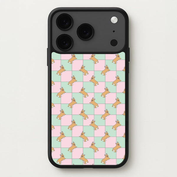 Checkered Corgis Pattern Phone Case for iPhone 17 Pro Max