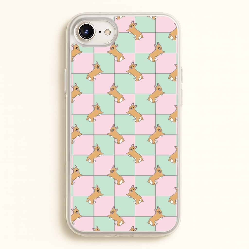 Checkered Corgis Pattern  - Dog Patterns Phone Case for iPhone 6 / 7 / 8 / SE