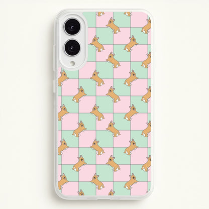 Checkered Corgis Pattern  - Dog Patterns Phone Case for Galaxy S25 Edge