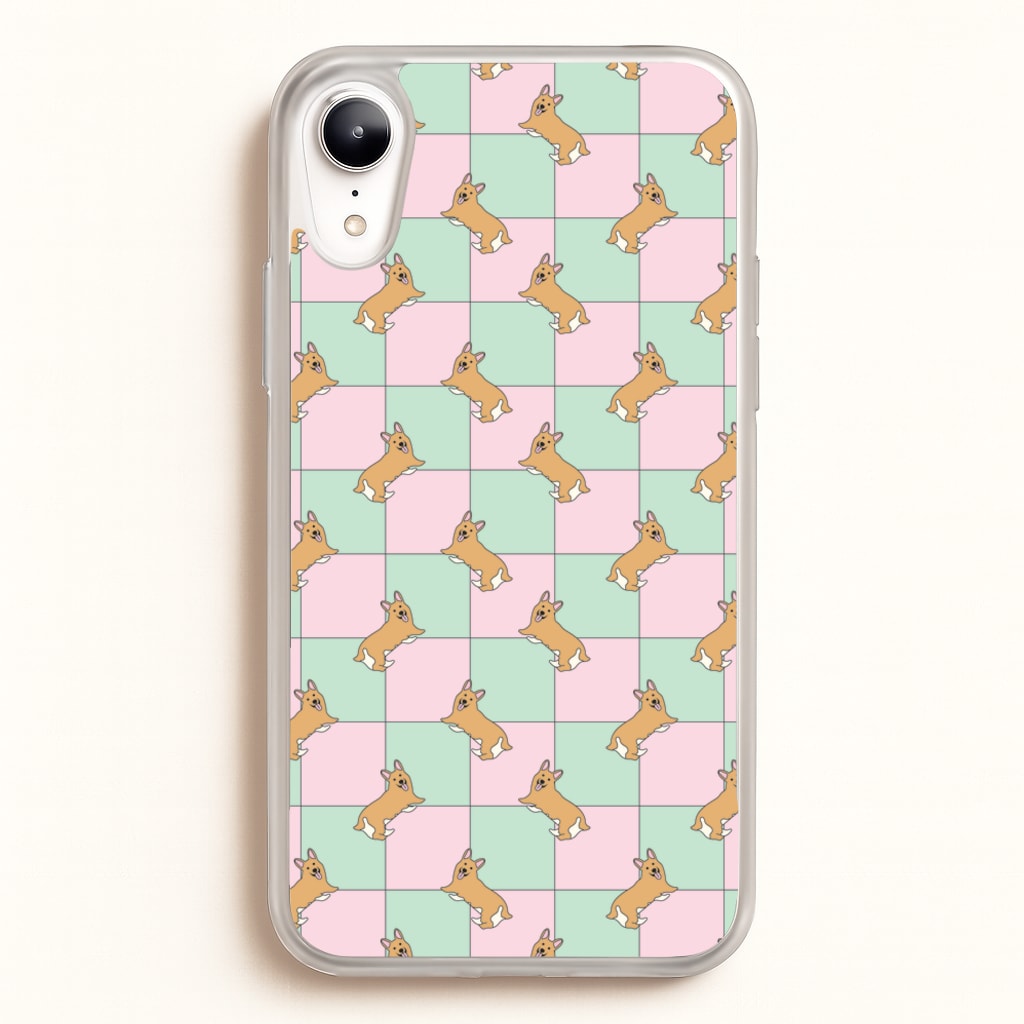 Checkered Corgis Pattern  - Dog Patterns Phone Case for iPhone XR