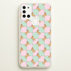 Checkered Corgis Pattern  - Dog Patterns Phone Case for Galaxy A21s