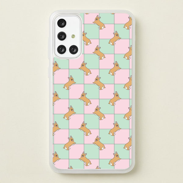 Checkered Corgis Pattern  - Dog Patterns Phone Case for Galaxy A71