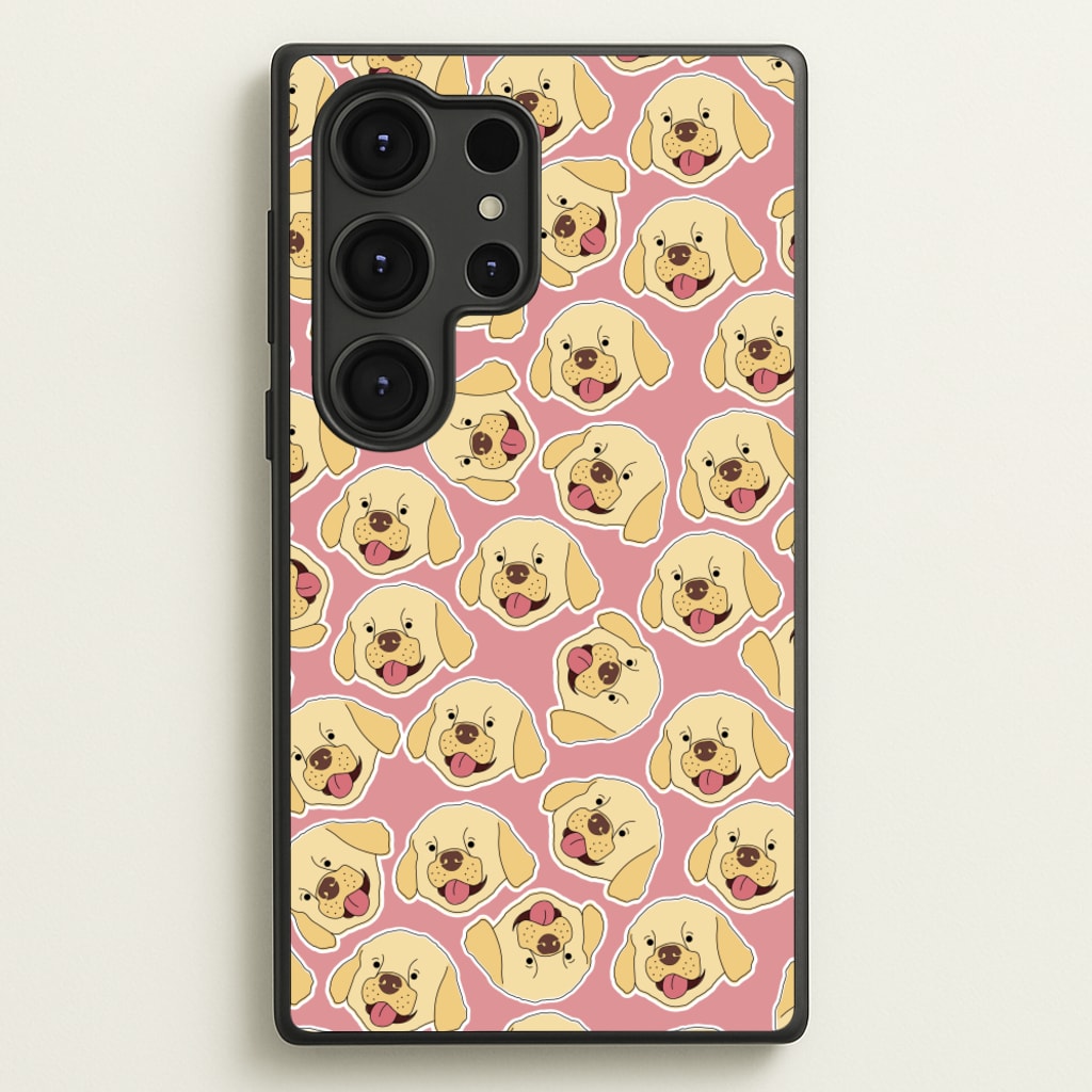 Pink Golden Retriever Sticker Pattern  - Dog Patterns Phone Case for Galaxy S25 Ultra