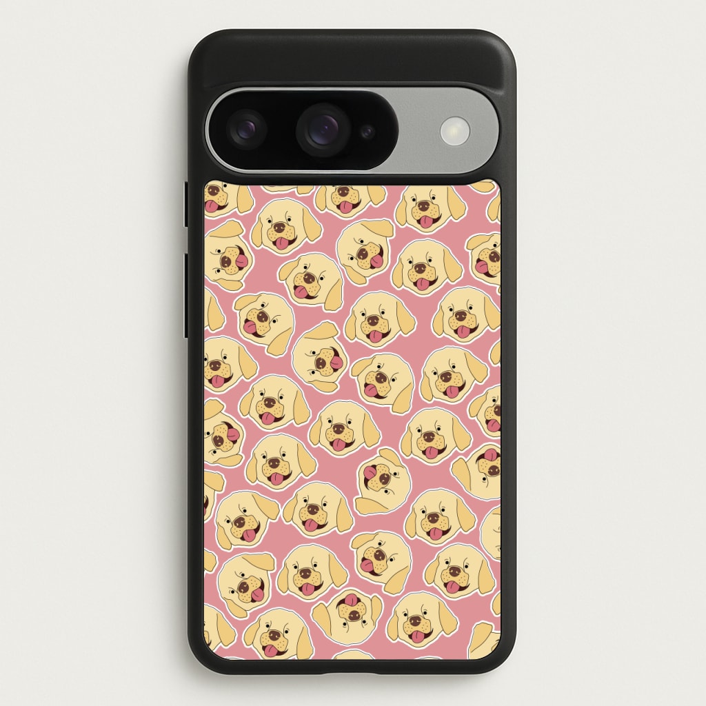 Pink Golden Retriever Sticker Pattern Phone Case for Google Pixel 10 / 10 Pro
