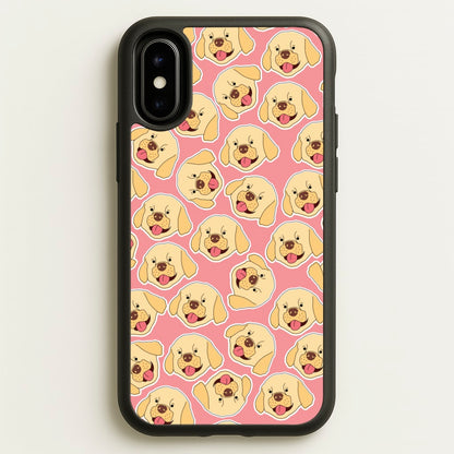 Pink Golden Retriever Sticker Pattern  - Dog Patterns Phone Case for iPhone X / XS