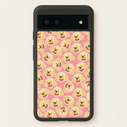 Pink Golden Retriever Sticker Pattern  - Dog Patterns Phone Case for Google Pixel 7a