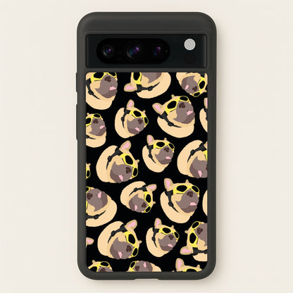 Frenchie With Goggles Pattern  - Dog Patterns Phone Case for Google Pixel 8 Pro