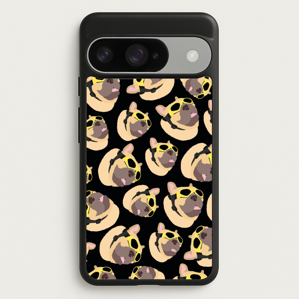 Frenchie With Goggles Pattern Phone Case for Google Pixel 10 / 10 Pro