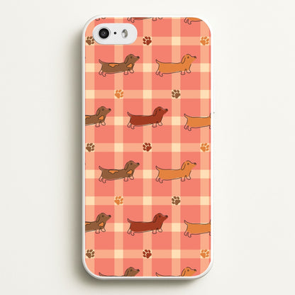 Tartan Dachshunds And Paws Pattern  - Dog Patterns Phone Case for iPhone 5 / 5s / SE 2016