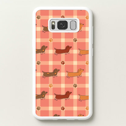Tartan Dachshunds And Paws Pattern  - Dog Patterns Phone Case for Galaxy S8