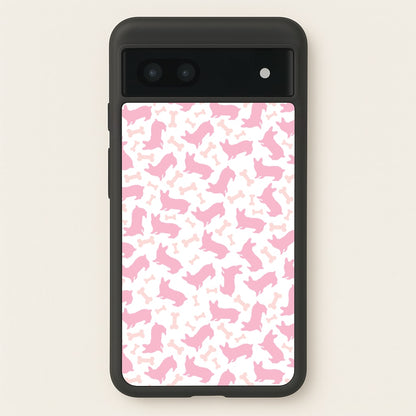 Pink Corgi Silhouette Pattern  - Dog Patterns Phone Case for Google Pixel 7a