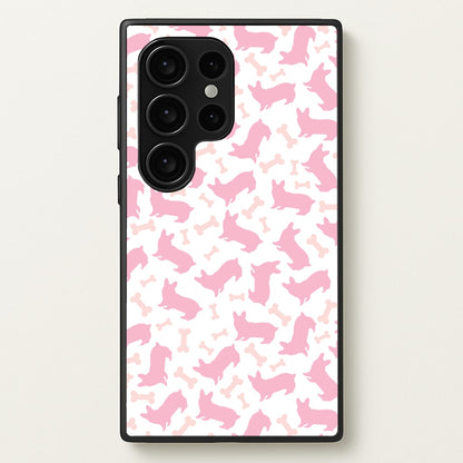 Pink Corgi Silhouette Pattern  - Dog Patterns Phone Case for Galaxy S24 Ultra