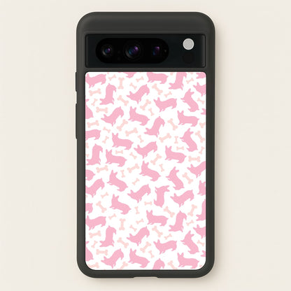 Pink Corgi Silhouette Pattern  - Dog Patterns Phone Case for Google Pixel 8 Pro
