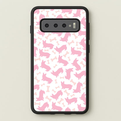 Pink Corgi Silhouette Pattern  - Dog Patterns Phone Case for Galaxy S10 Plus