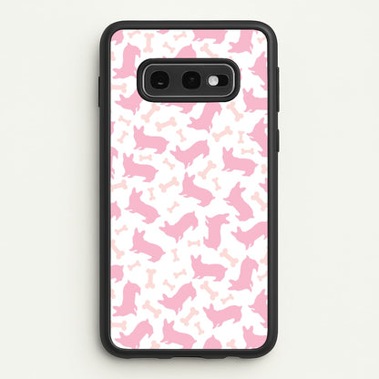 Pink Corgi Silhouette Pattern  - Dog Patterns Phone Case for Galaxy S10e