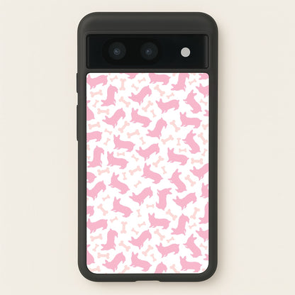 Pink Corgi Silhouette Pattern  - Dog Patterns Phone Case for Google Pixel 8a