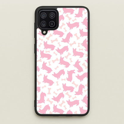 Pink Corgi Silhouette Pattern  - Dog Patterns Phone Case for Galaxy A12