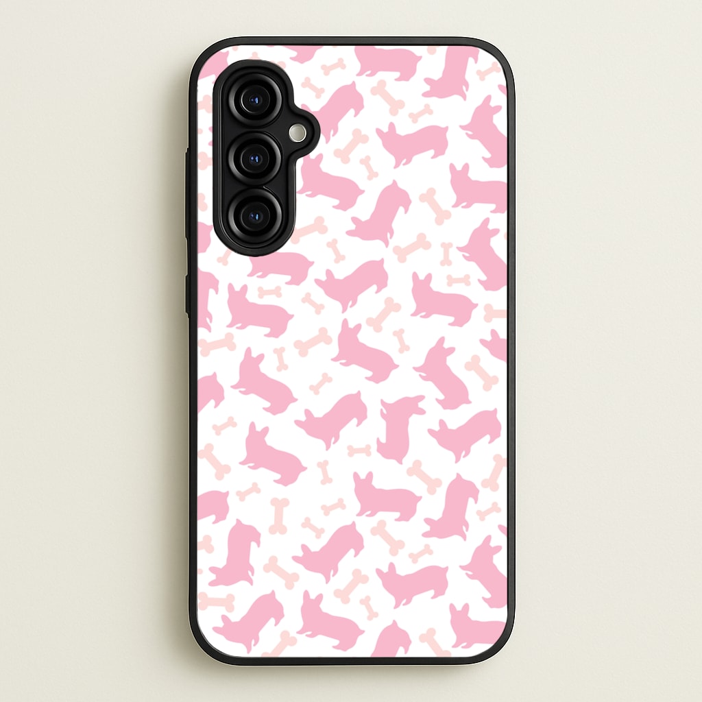 Pink Corgi Silhouette Pattern  - Dog Patterns Phone Case for Galaxy A54