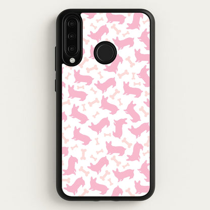 Pink Corgi Silhouette Pattern  - Dog Patterns Phone Case for Huawei P30 Lite