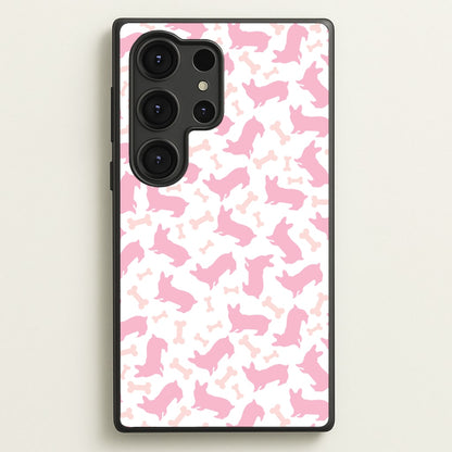 Pink Corgi Silhouette Pattern  - Dog Patterns Phone Case for Galaxy S25 Ultra