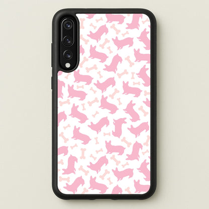 Pink Corgi Silhouette Pattern  - Dog Patterns Phone Case for Huawei P20 Pro