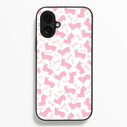 Pink Corgi Silhouette Pattern  - Dog Patterns Phone Case for iPhone 16 Plus