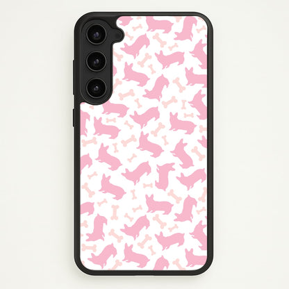 Pink Corgi Silhouette Pattern  - Dog Patterns Phone Case for Galaxy S23