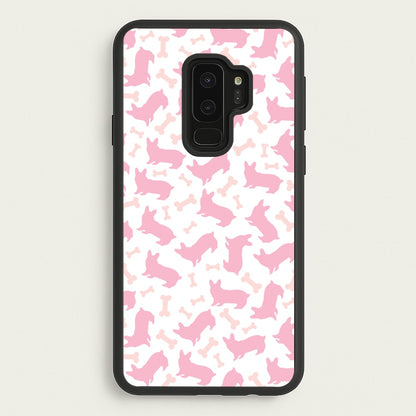Pink Corgi Silhouette Pattern  - Dog Patterns Phone Case for Galaxy S9 Plus