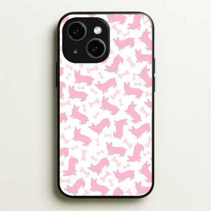 Pink Corgi Silhouette Pattern  - Dog Patterns Phone Case for iPhone 15