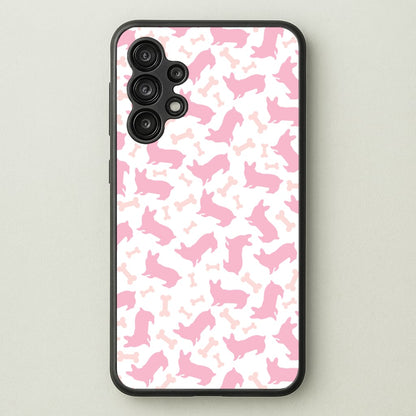 Pink Corgi Silhouette Pattern  - Dog Patterns Phone Case for Galaxy A13