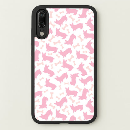 Pink Corgi Silhouette Pattern  - Dog Patterns Phone Case for Huawei P20