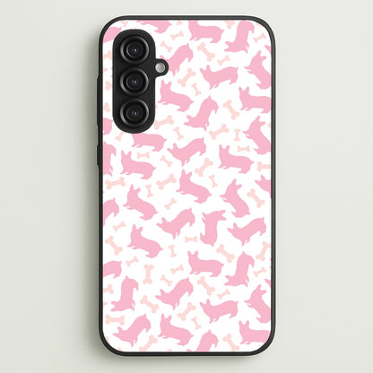 Pink Corgi Silhouette Pattern  - Dog Patterns Phone Case for Galaxy S23FE