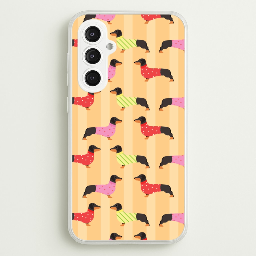 Dachshunds In Sweaters Pattern  - Dog Patterns Phone Case for Galaxy S23FE