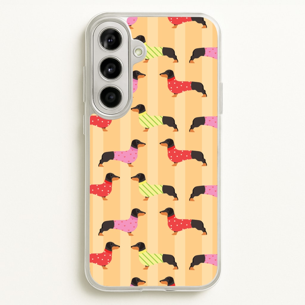 Dachshunds In Sweaters Pattern  - Dog Patterns Phone Case for Galaxy A56