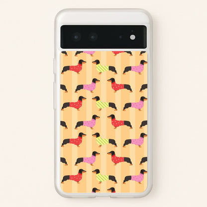 Dachshunds In Sweaters Pattern  - Dog Patterns Phone Case for Google Pixel 6