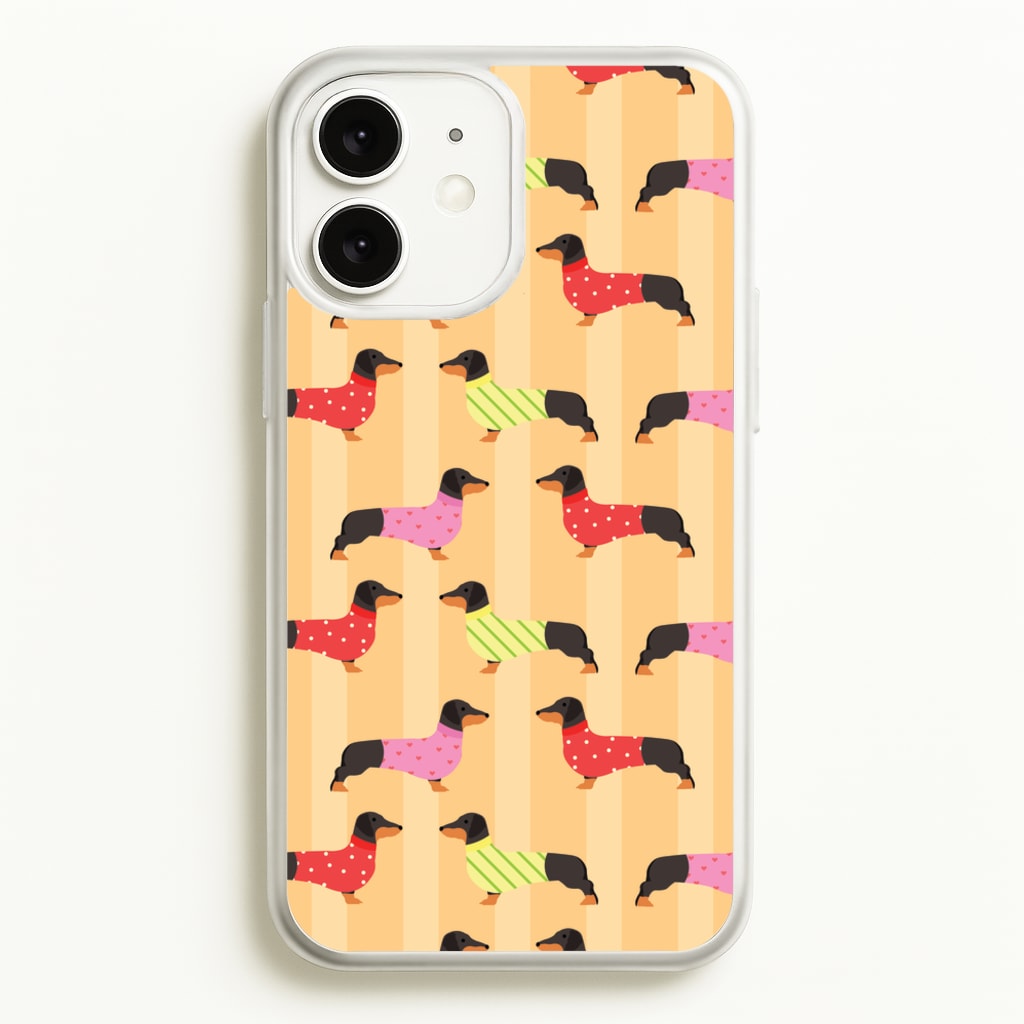 Dachshunds In Sweaters Pattern  - Dog Patterns Phone Case for iPhone 11