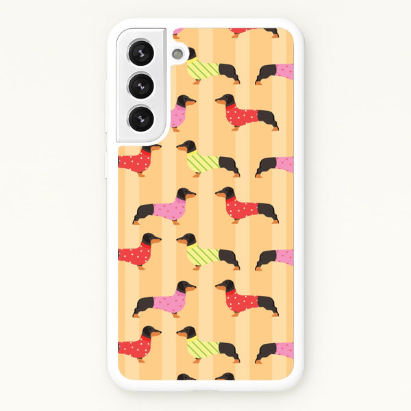 Dachshunds In Sweaters Pattern  - Dog Patterns Phone Case for Galaxy S22 Plus