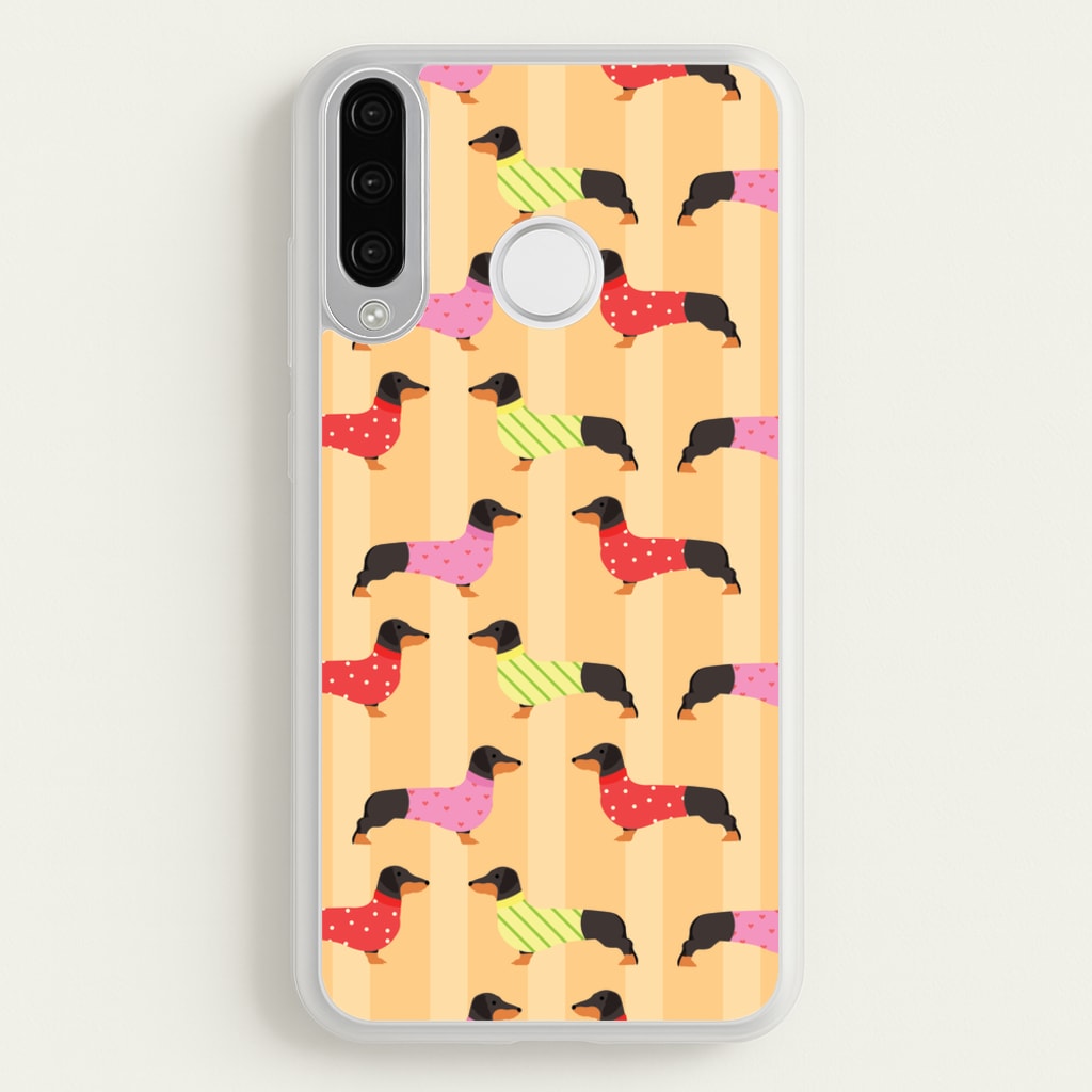 Dachshunds In Sweaters Pattern  - Dog Patterns Phone Case for Huawei P30 Lite