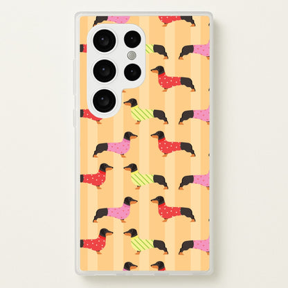 Dachshunds In Sweaters Pattern  - Dog Patterns Phone Case for Galaxy S24 Ultra