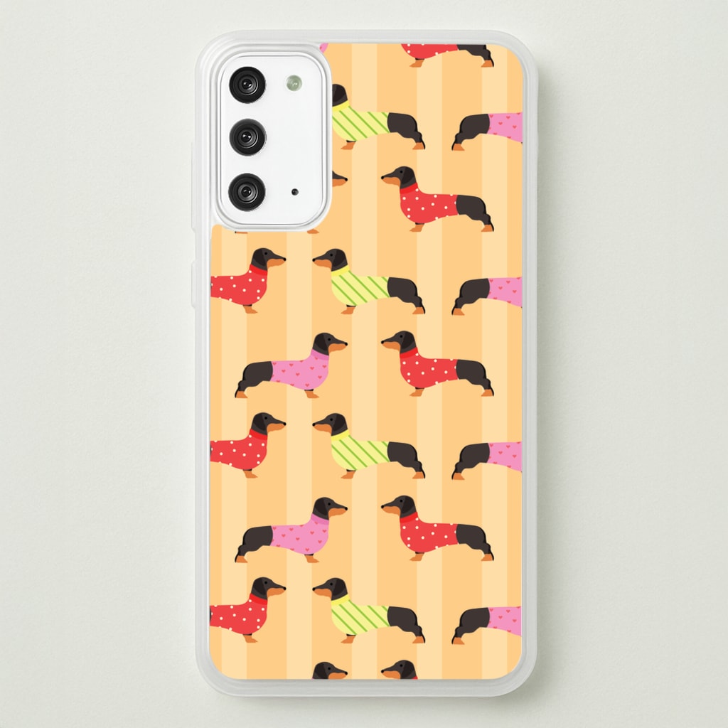 Dachshunds In Sweaters Pattern  - Dog Patterns Phone Case for Galaxy Note 20